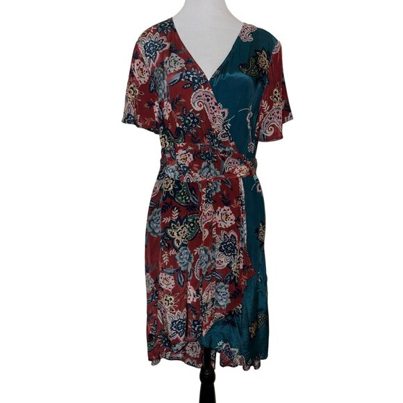 Sundance Paisley Dreams Floral Faux Wrap High-Low Hem Dress Size Petite Small - Picture 1 of 9